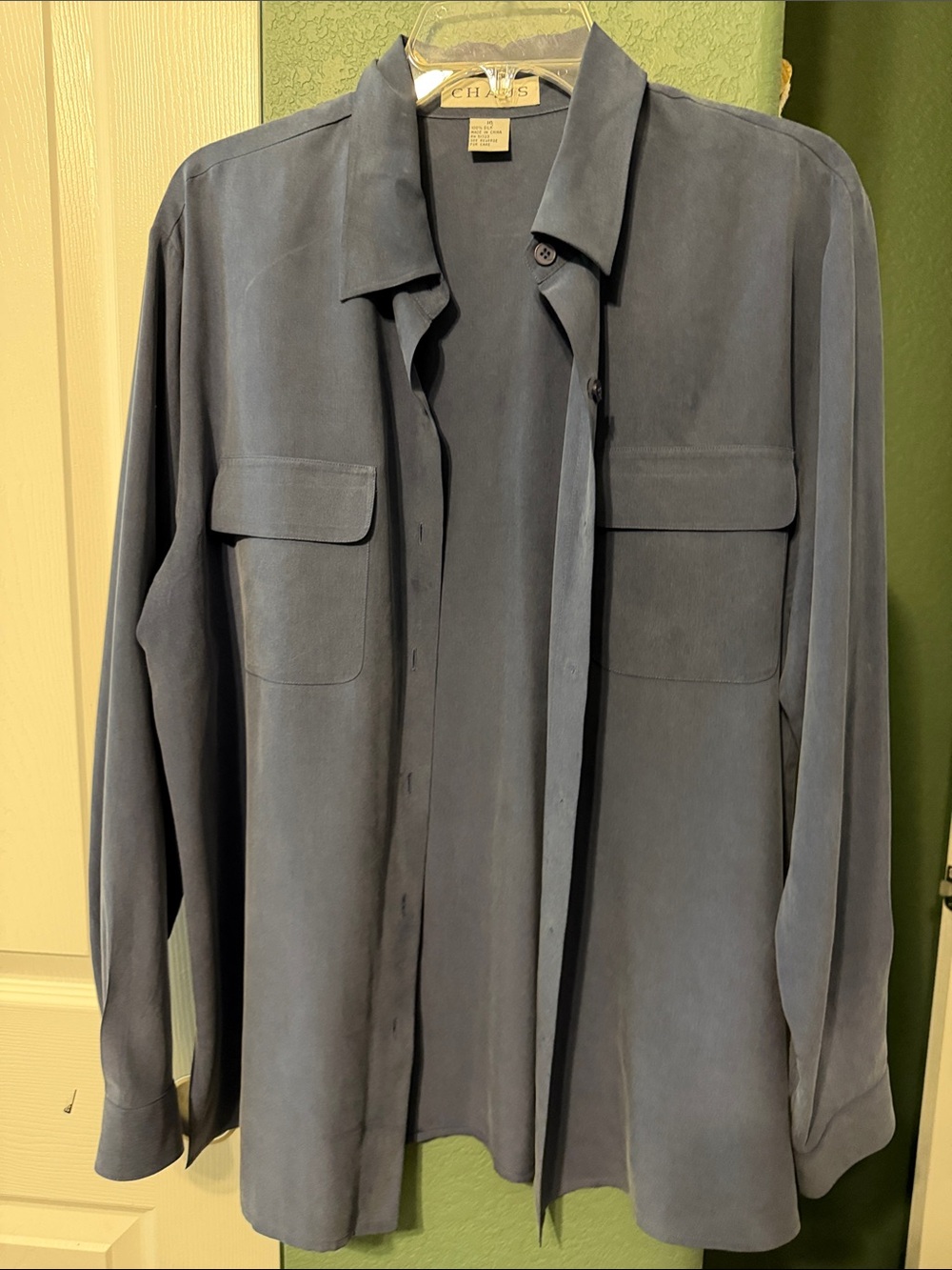 Chaps Men’s Suede Shirt Jacket in Slate Blue